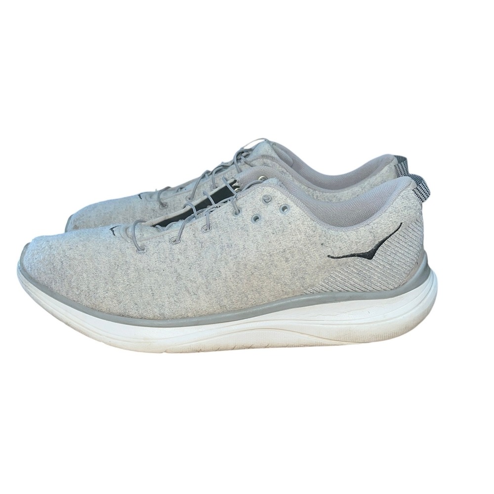Hoka One One Hupana Flow Wool Mens 12.5 Grey Running Shoes 1105589 LRDR